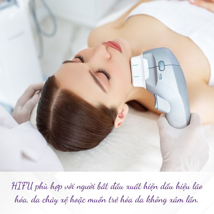 Hình ảnh minh họa các đối tượng phù hợp thực hiện HIFU để nâng cơ và cải thiện tình trạng lão hóa da.
